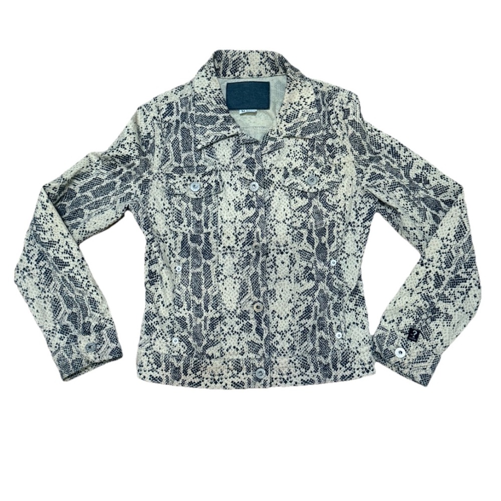 Vintage Guess Women's Snakeskin Print Denim Jacket